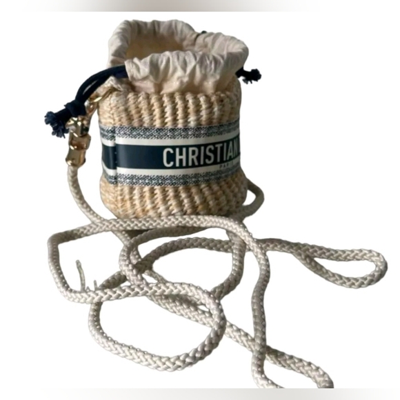 🔥LAST Day💙 Christian DIOR Authentic Straw Pouch Rattan MINI Rare - Picture 4 of 16